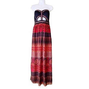 Sans Souci Dress Cut Out Strapless‎ Red Black Women's M
